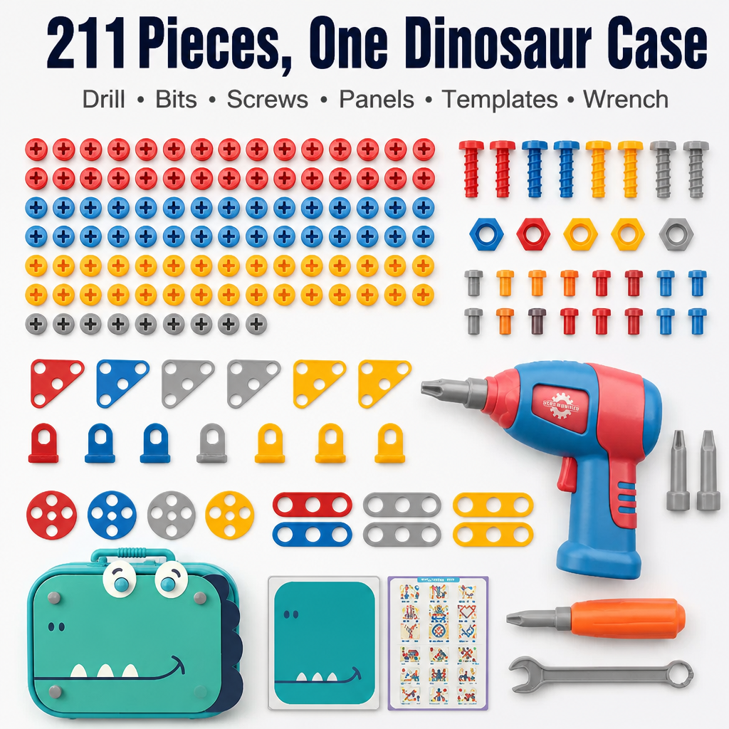 Brillikids™ — Build Dinosaur Worlds With 211 Pieces and a Real Working Drill