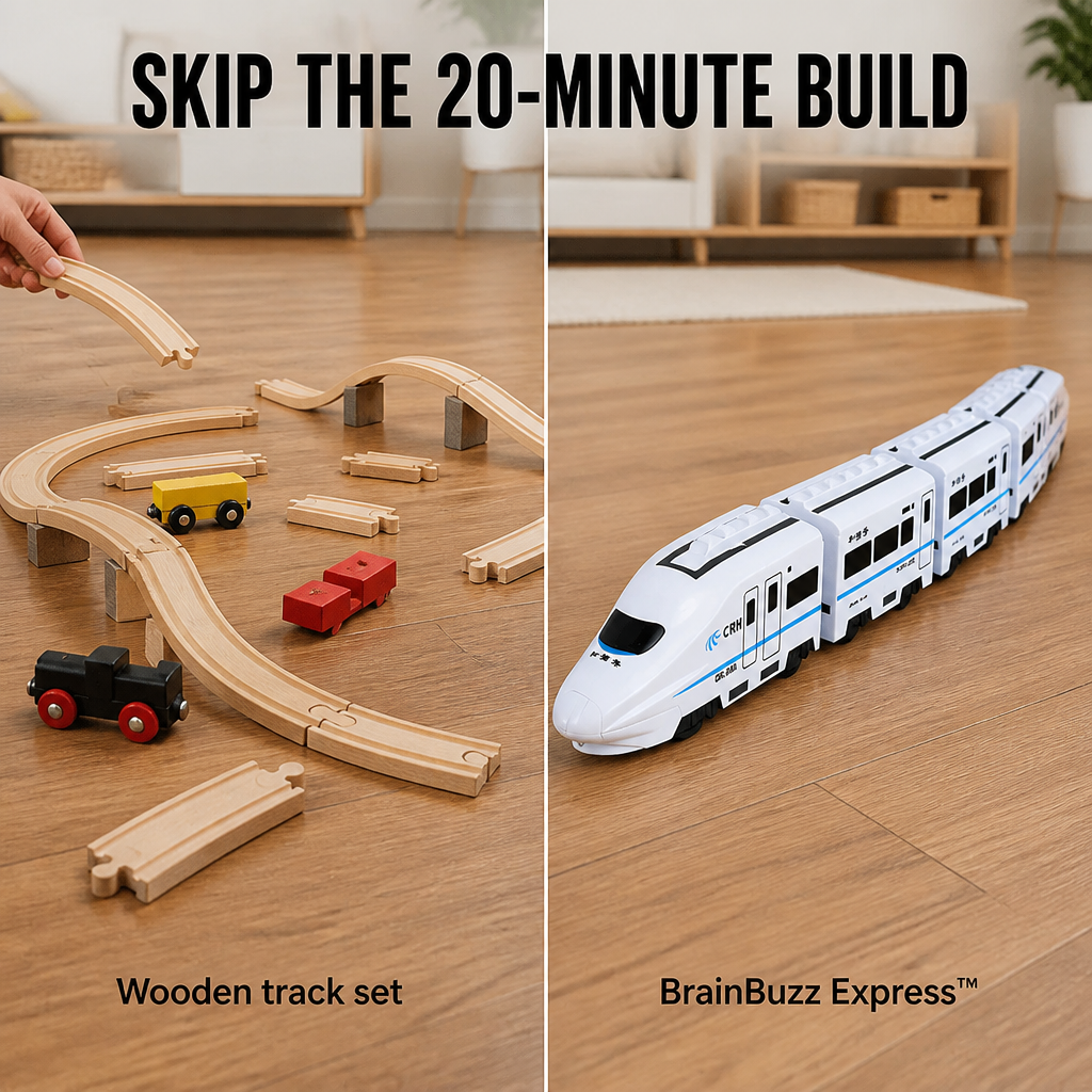 BrainBuzz Express™ — Race a Real-Looking Bullet Train Around Their Bedroom Floor