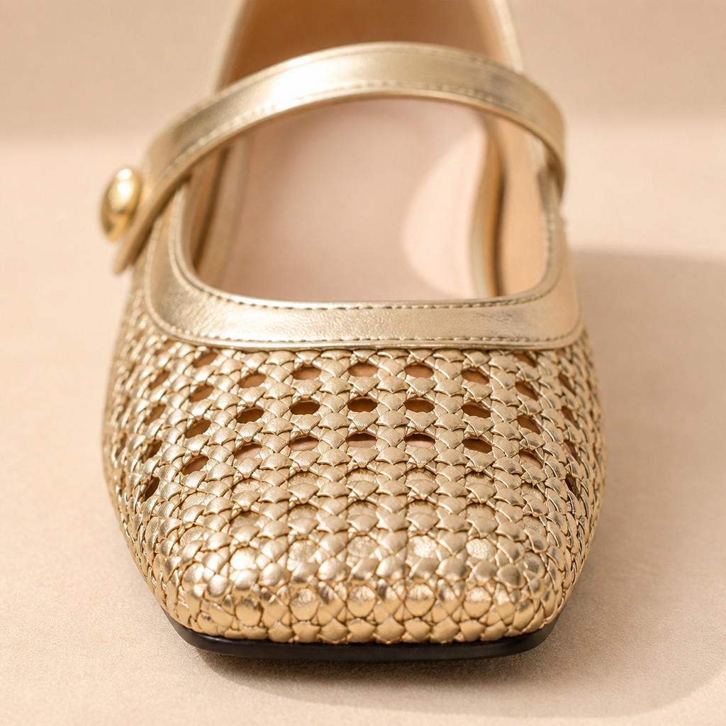 BreezeStep™ – Hand-Woven Square-Toe Mary Jane Mules