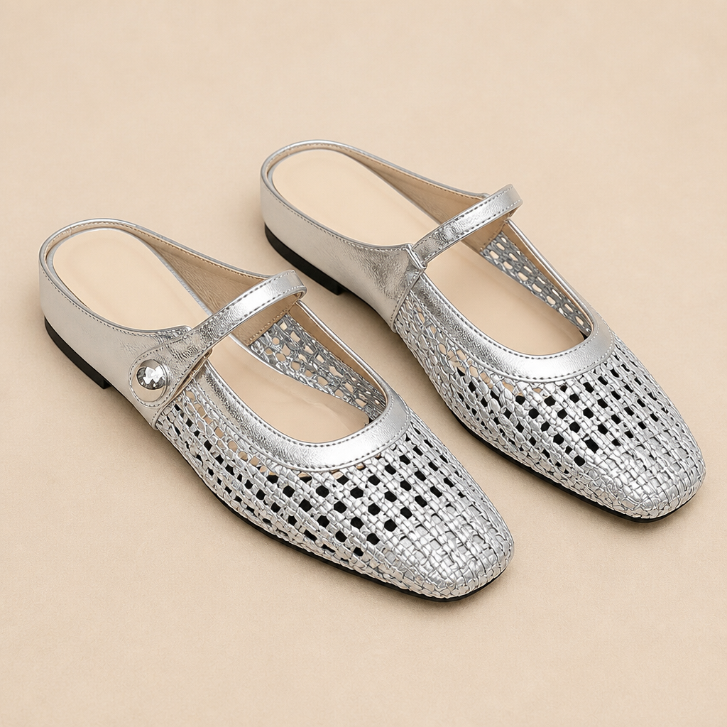 BreezeStep™ – Hand-Woven Square-Toe Mary Jane Mules