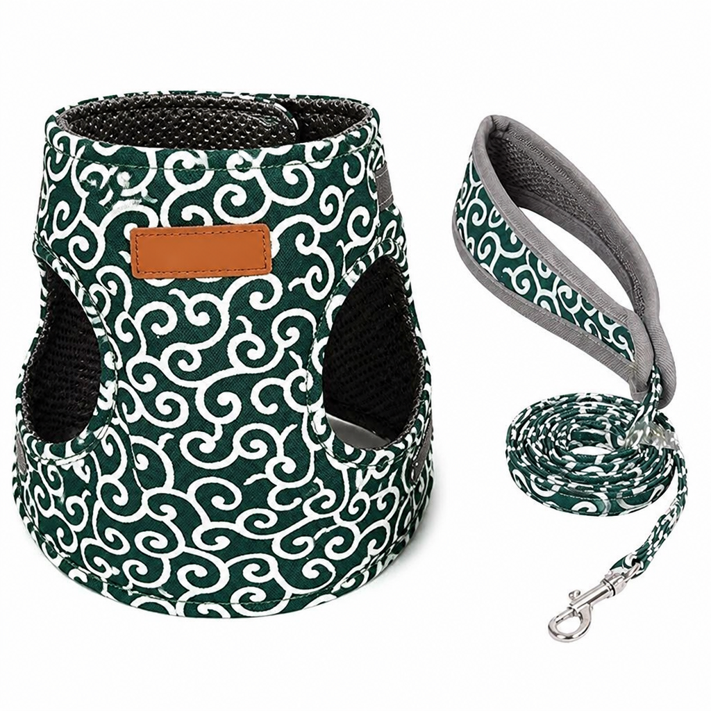 PurrfectFit™ – Japanese Swirl Print Cat Vest Harness with Padded Leash