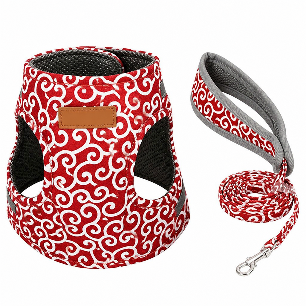 PurrfectFit™ – Japanese Swirl Print Cat Vest Harness with Padded Leash