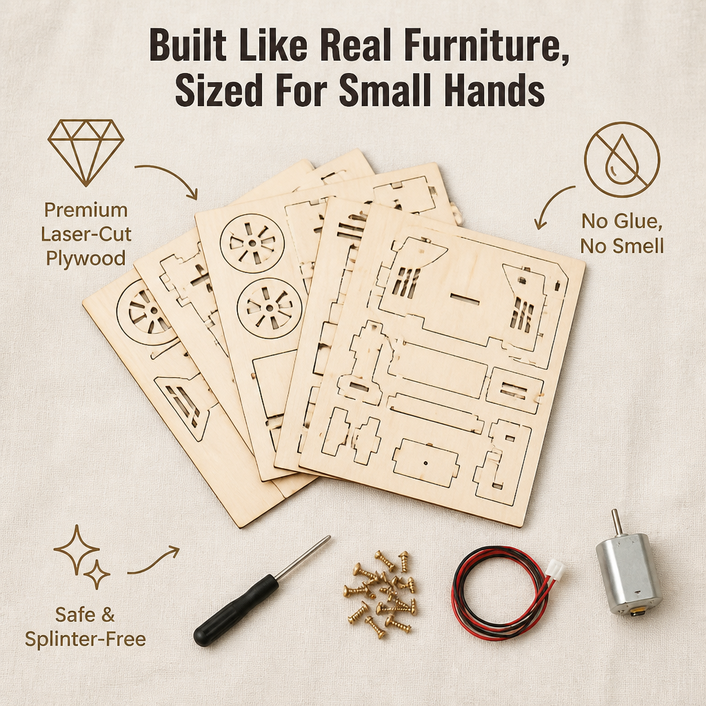 TinkerCraft™ — Build Real Working Wooden Machines That Pull Kids Off Screens