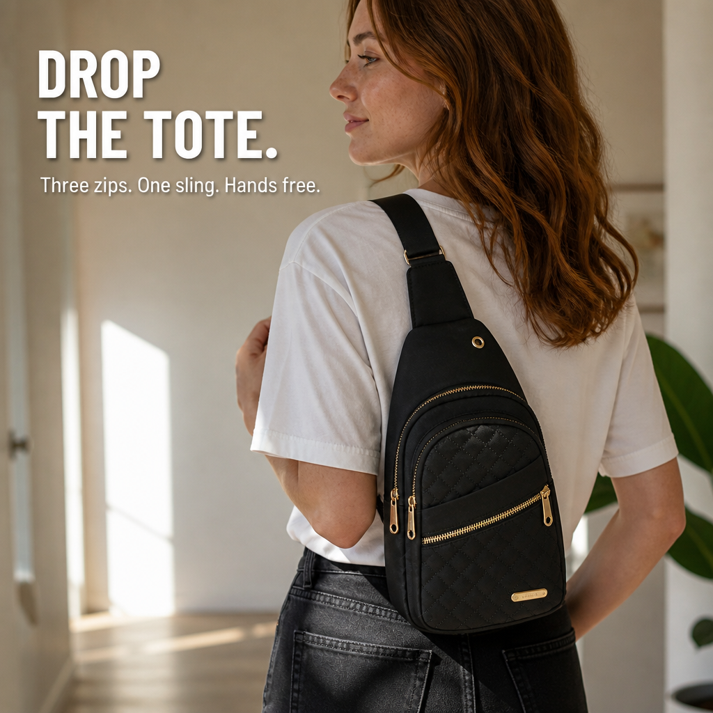 VertaCarry™ — Ditch the Tote and Carry Your Day in Three Zip Pockets