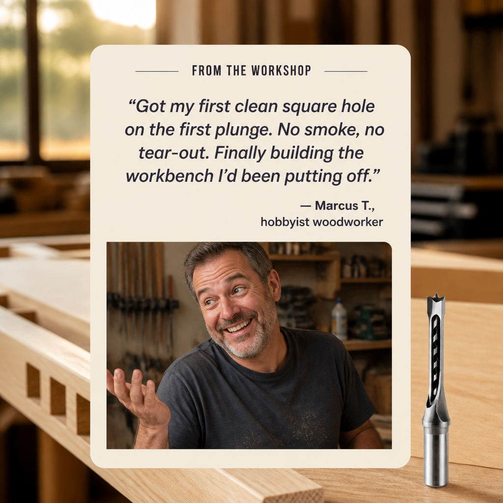 SharpEdge™ — Drill Clean Square Mortises Without Hand-Chiseling for Hours