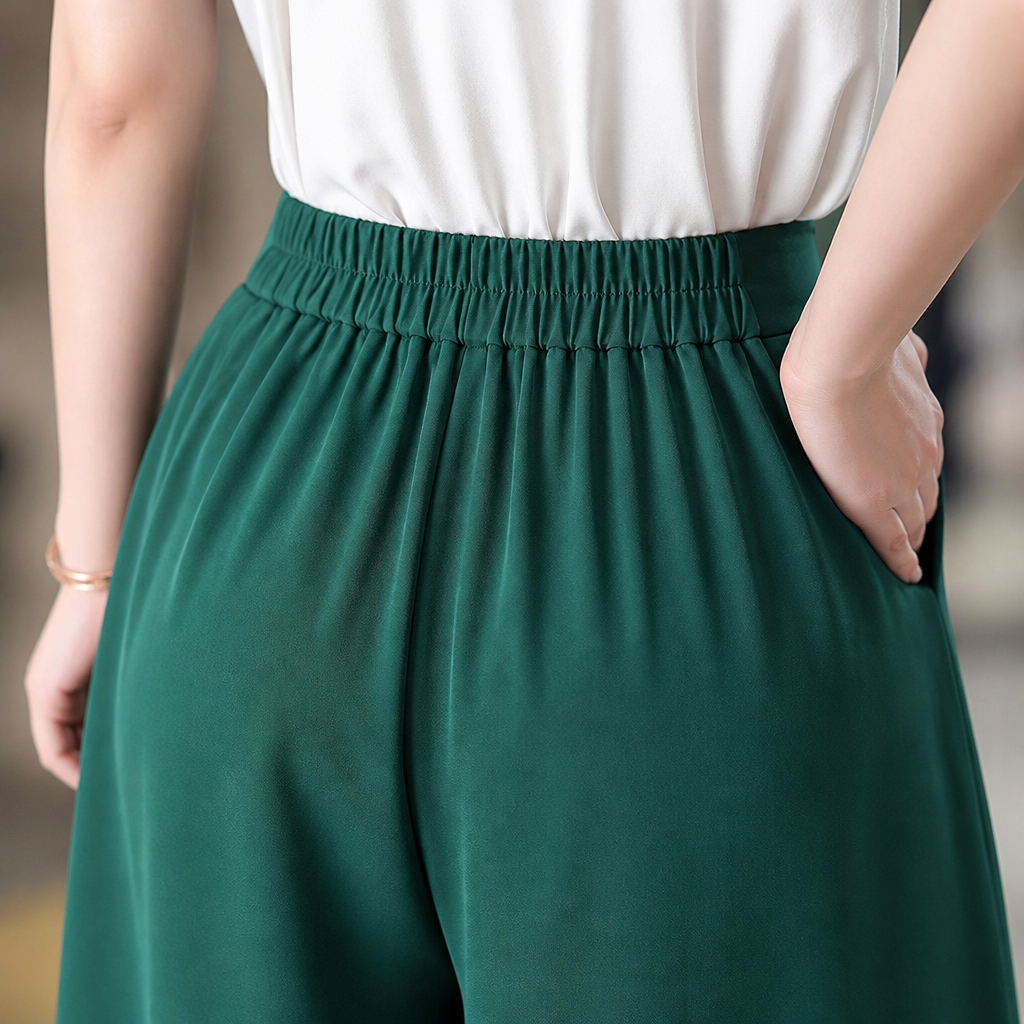 VeroLuxe™ – Flowy Pleated Wide-Leg Pants with Side Button Detail