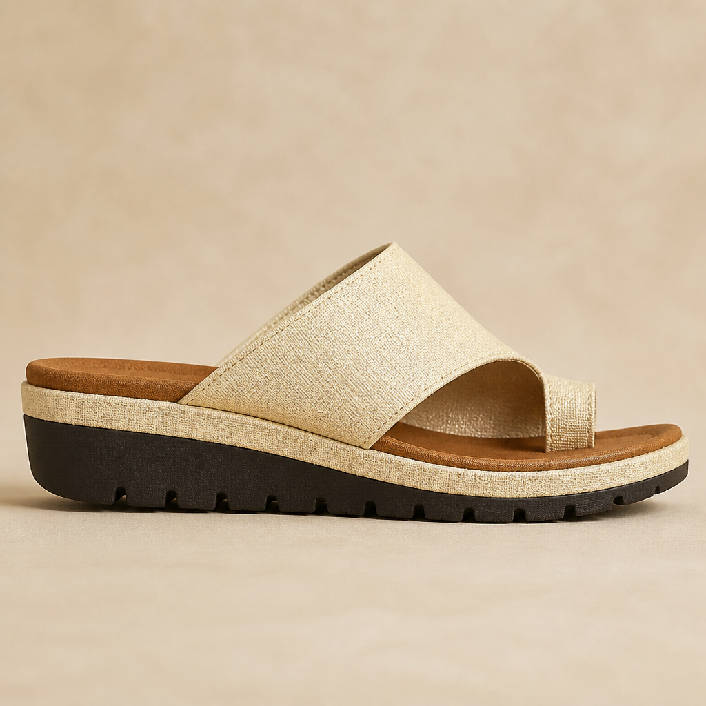 Solivra™ – Bunion-Relief Wedge Sandals with Toe-Aligning Strap