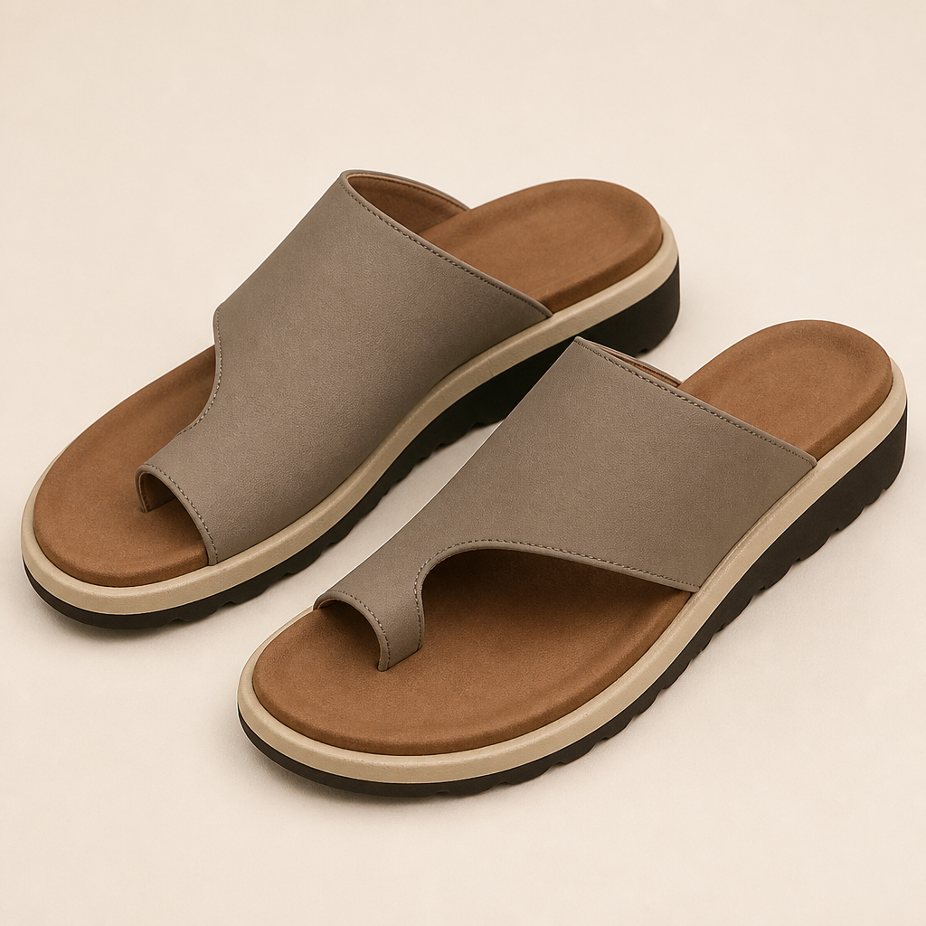 Solivra™ – Bunion-Relief Wedge Sandals with Toe-Aligning Strap