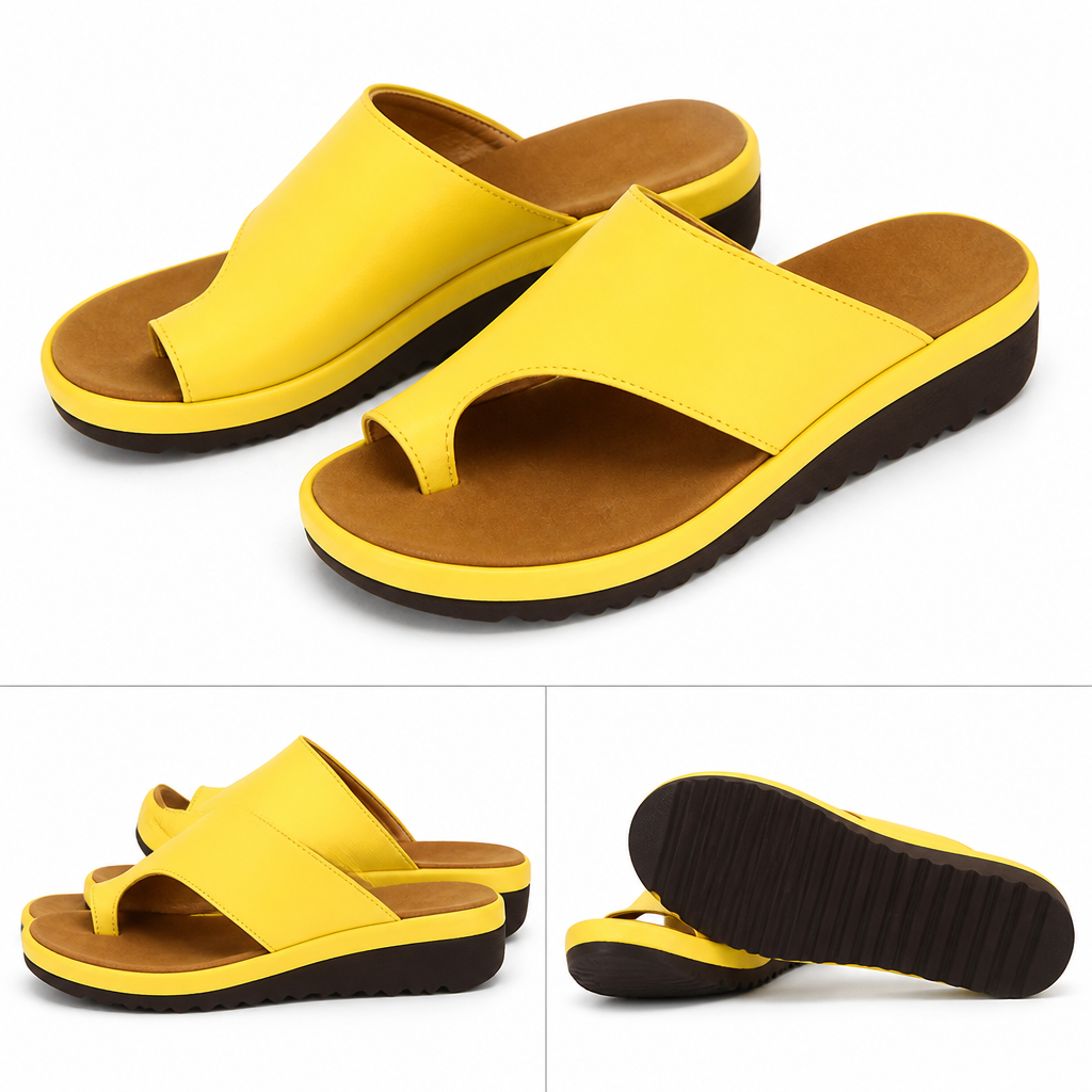 Solivra™ – Bunion-Relief Wedge Sandals with Toe-Aligning Strap