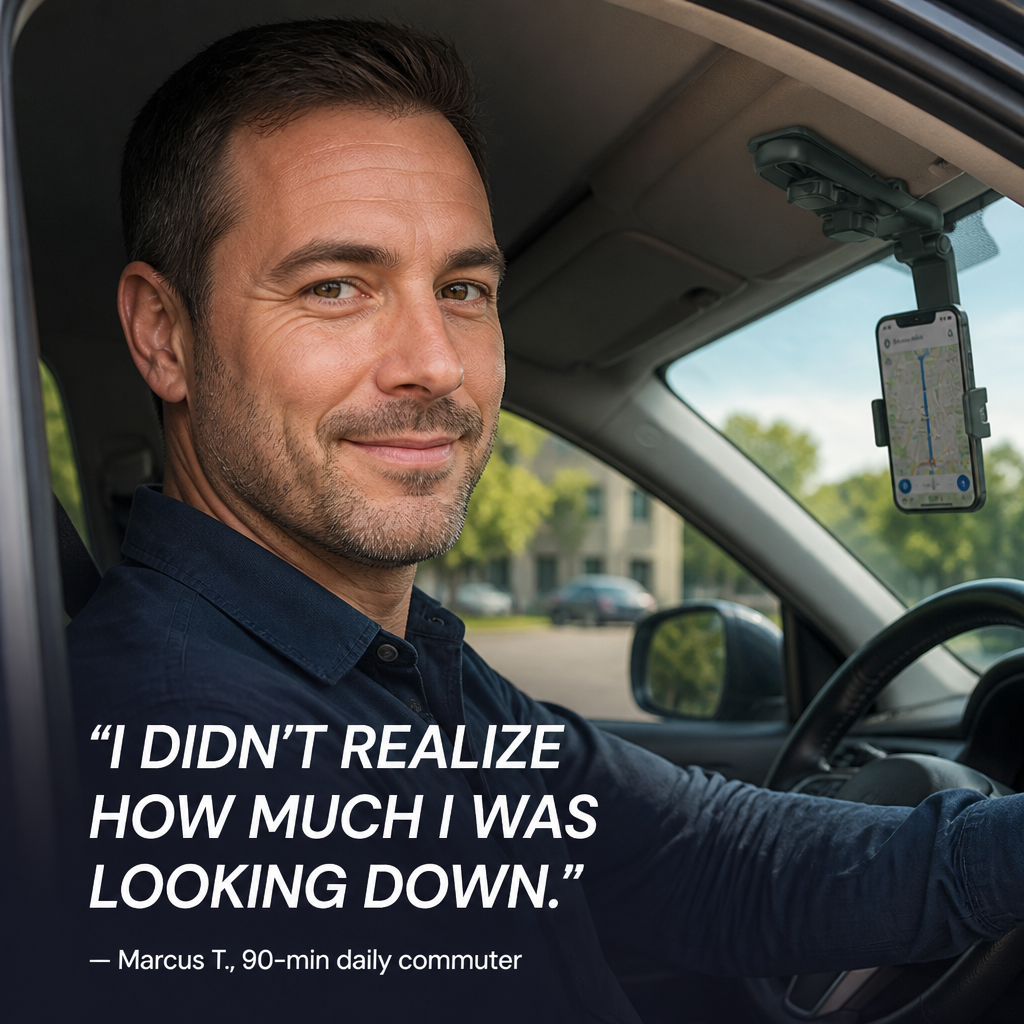 GripLock™ — Clip Your Phone to the Sun Visor for Eye-Level GPS