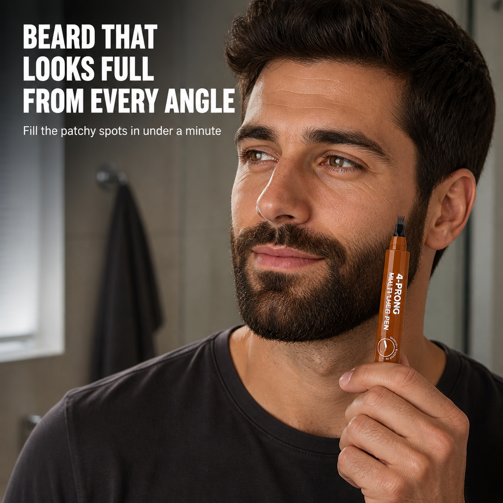 BrowAura™ — Fill Patchy Beard Spots in Seconds With Four Hair-Stroke Tips