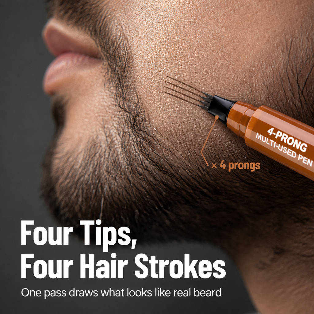 BrowAura™ — Fill Patchy Beard Spots in Seconds With Four Hair-Stroke Tips