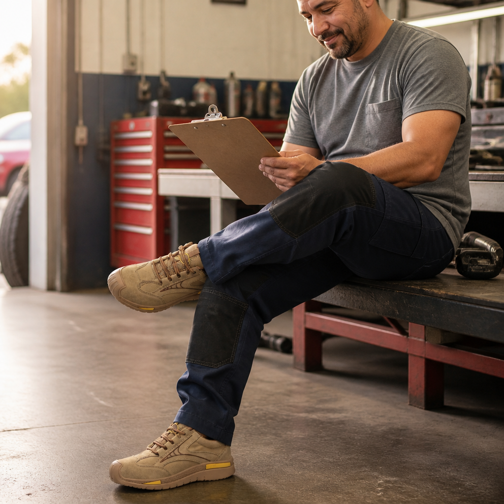 FortressStride™ – Breathable Steel-Toe Work Shoes with Kevlar Puncture-Proof Midsole