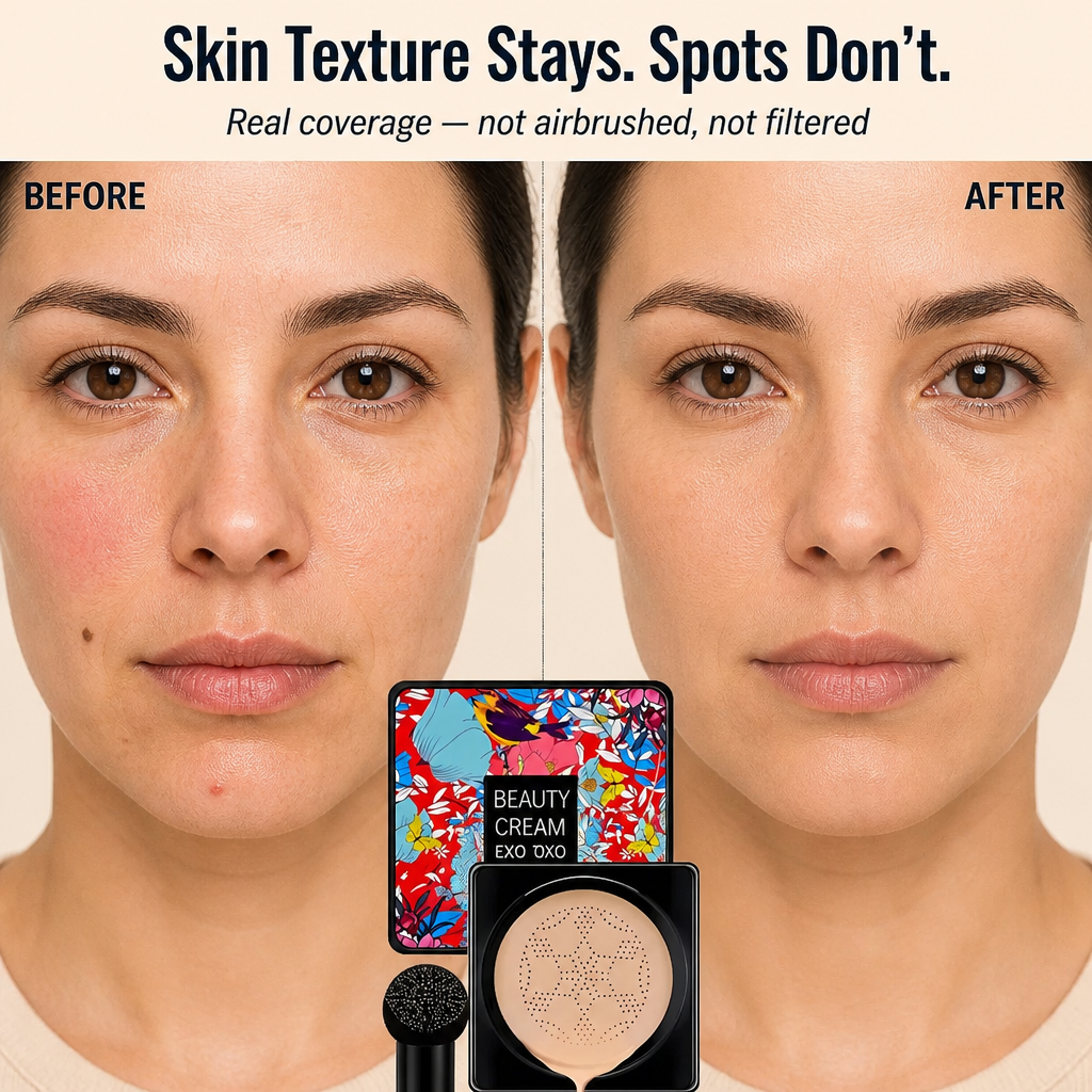 LumieraSilk™ — Cover Pores, Spots & Redness With a Skin-Like Cushion Finish | Free Mushroom Sponge Included