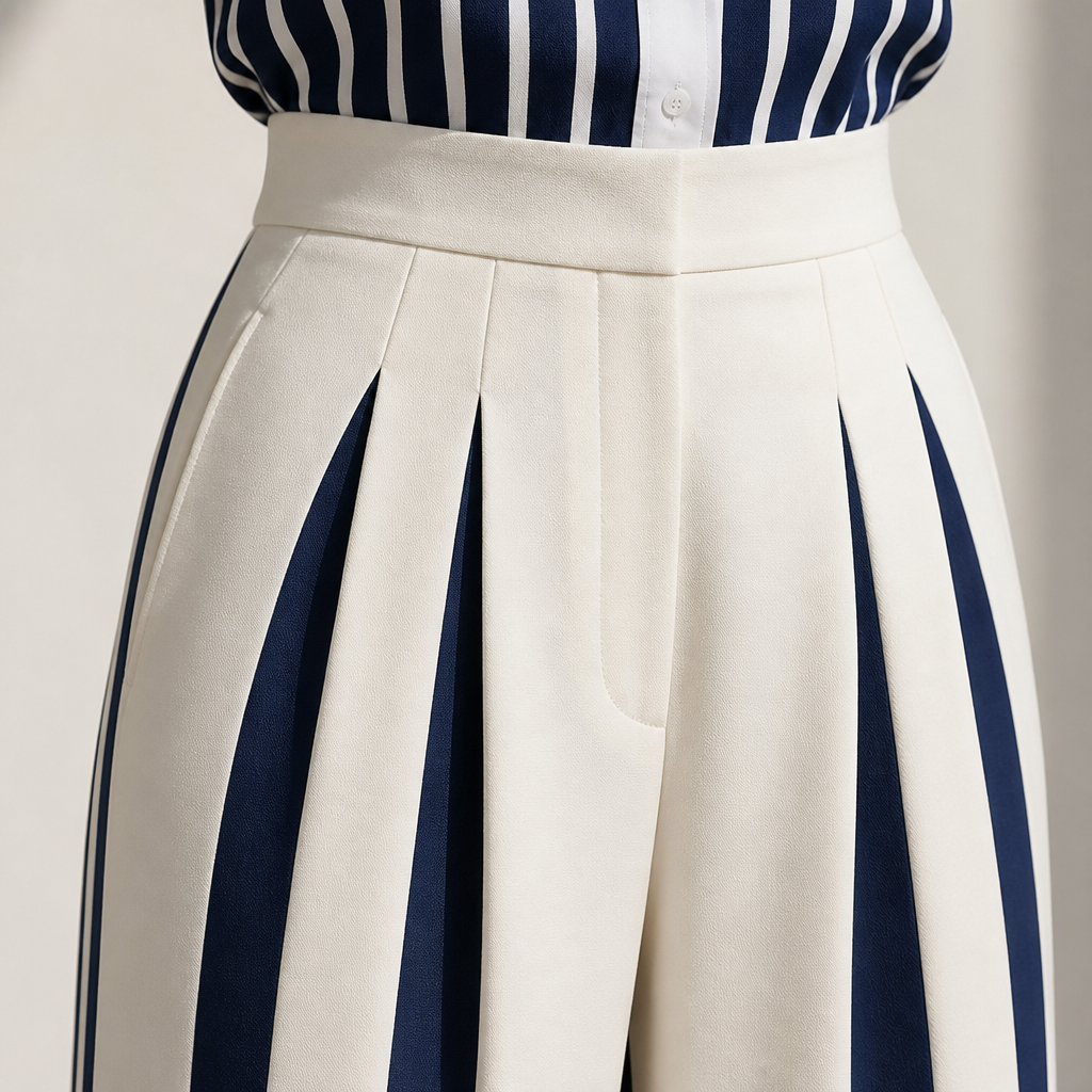 FlexiSilk™ – Chic Striped Shirt and Wide-Leg Trouser Set