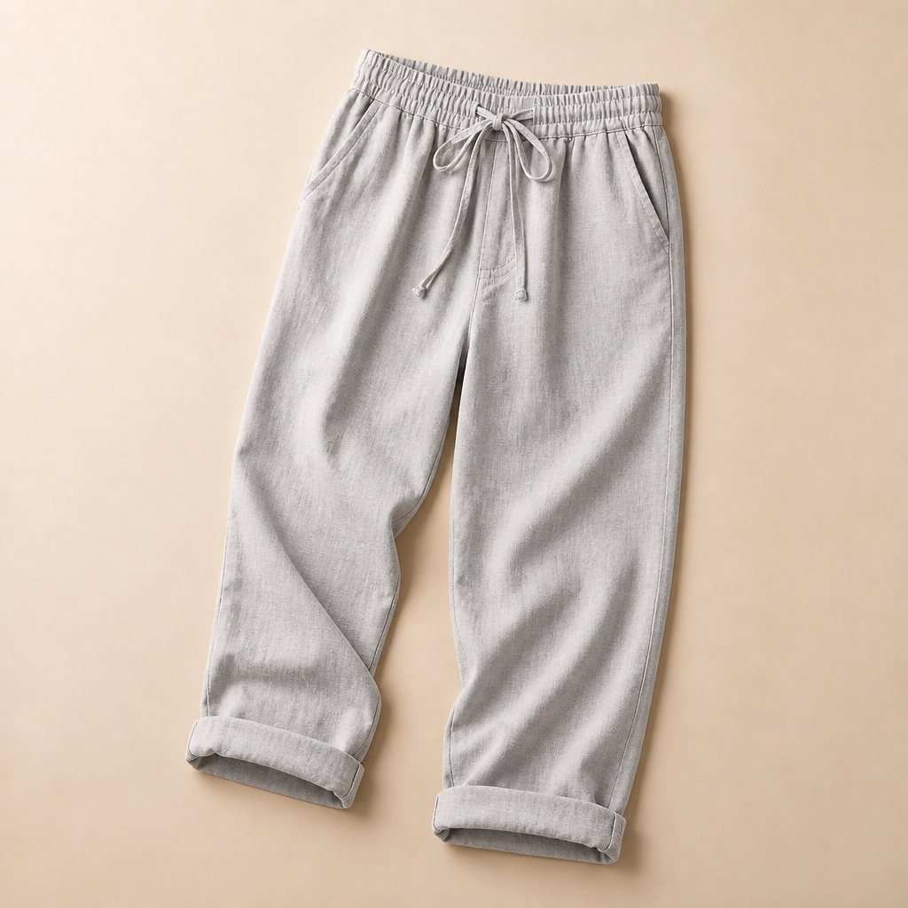 SenseLuxe™ – Breathable Cotton-Linen Capri Pants with Rolled Cuffs