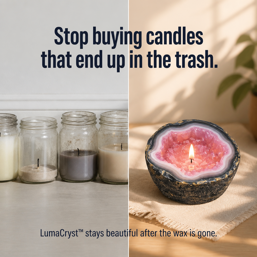 LumaCryst™ — Light Real Crystals Inside a Hand-Cut Agate Geode Bowl