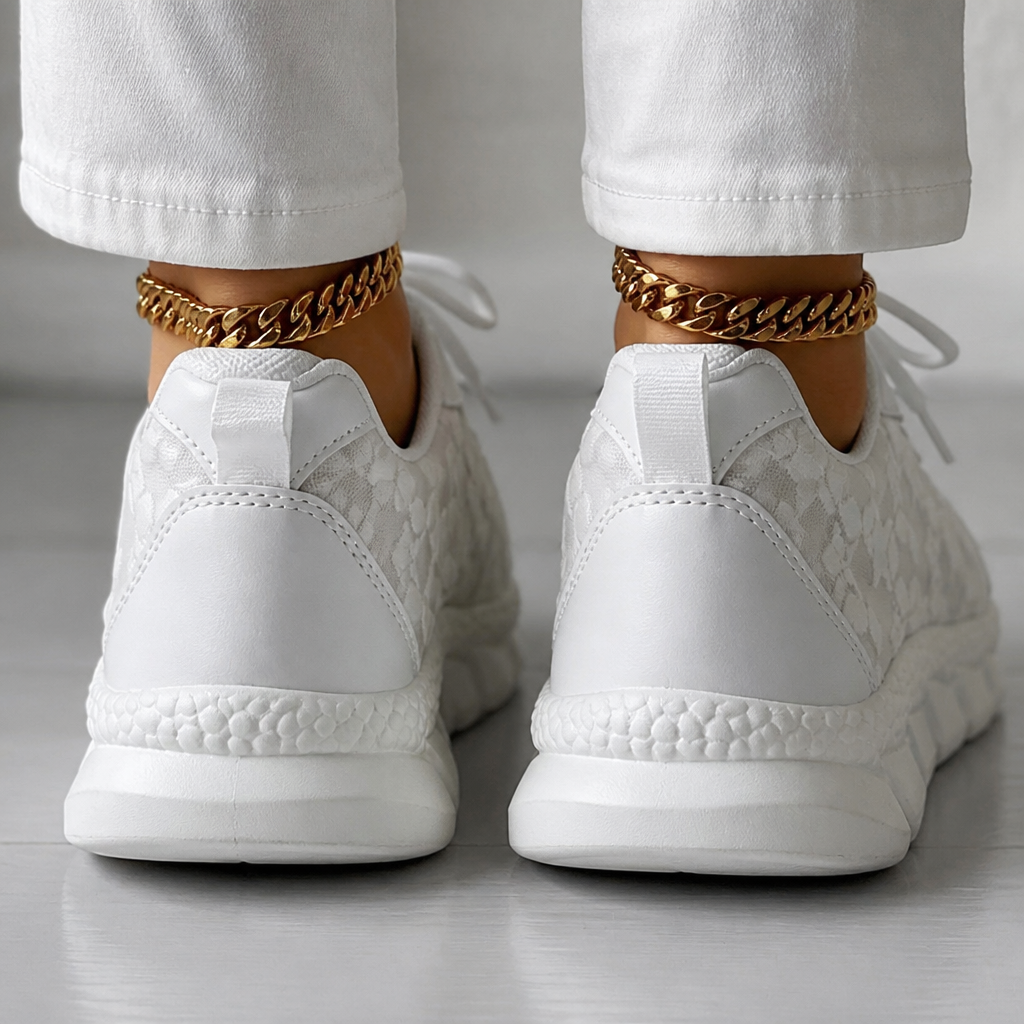 LunaStride™ – Floral Lace Mesh Platform Sneakers in White