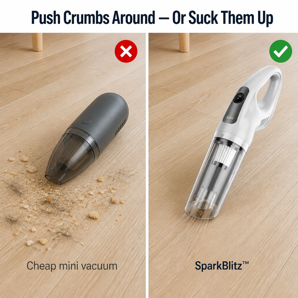 SparkBlitz™ — Pull Crumbs, Pet Hair and Dust From Every Corner Cordlessly