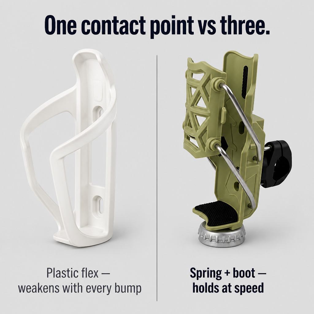 VeloGrip™ — Lock Your Bottle Down So It Stops Bouncing Out on Bumps