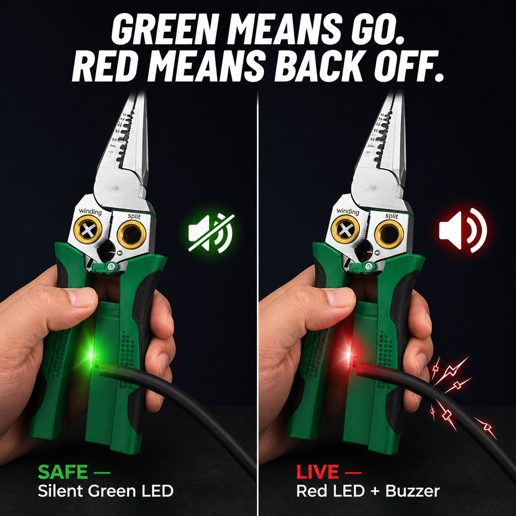 VoltEdge™ — Strip, Cut & Test Live Wires Without Switching Tools