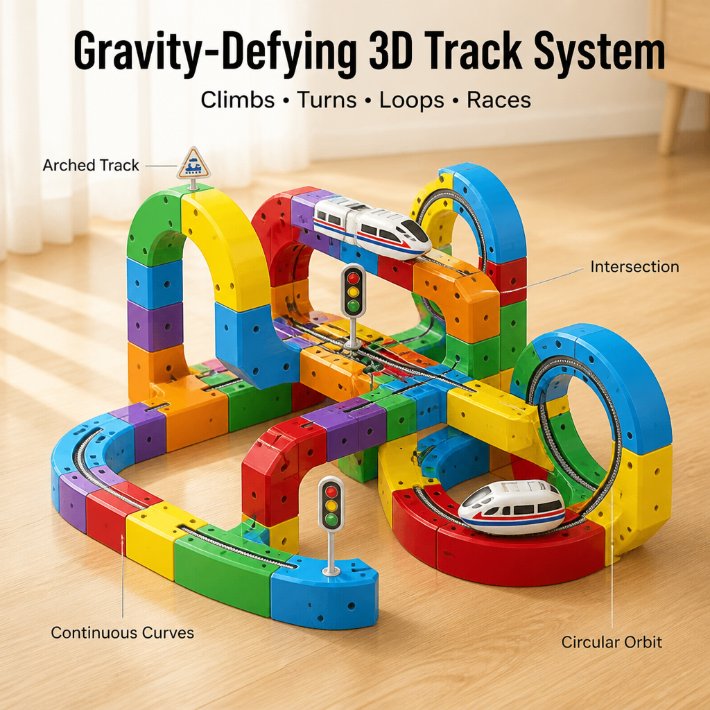 WonderRail™ — Build 3D Train Tracks That Climb, Loop & Run Upside Down