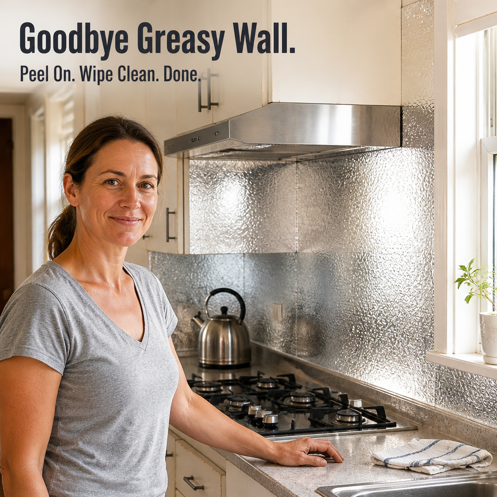 ShieldGuard™ — Cover Greasy Kitchen Walls With A Wipe-Clean Aluminum Skin