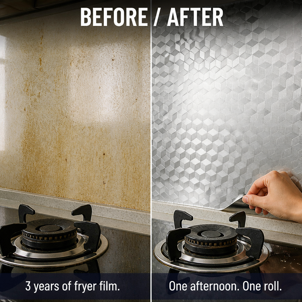 ShieldGuard™ — Cover Greasy Kitchen Walls With A Wipe-Clean Aluminum Skin