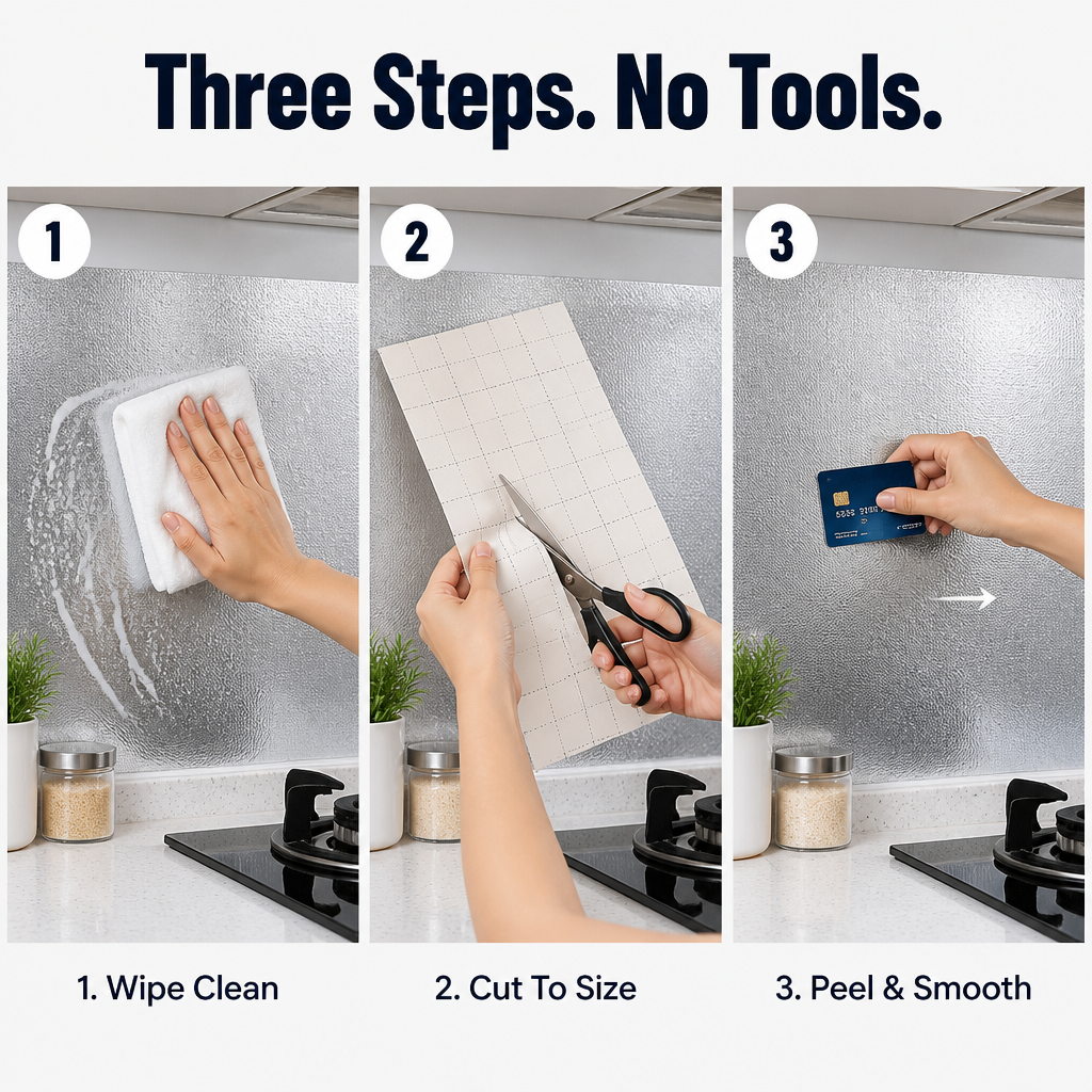 ShieldGuard™ — Cover Greasy Kitchen Walls With A Wipe-Clean Aluminum Skin