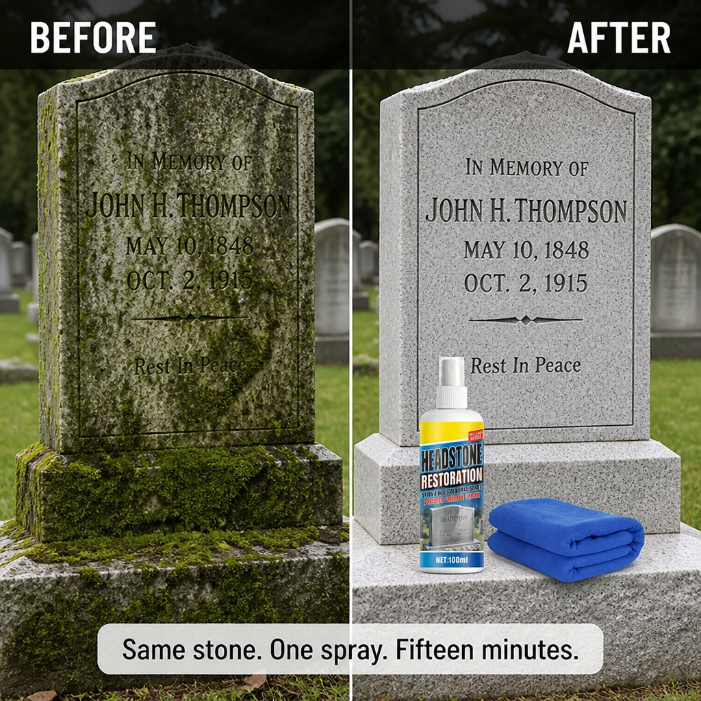 ReViveStone™ — Lift Moss, Algae & Yellow Stains From Memorial Stone in Minutes