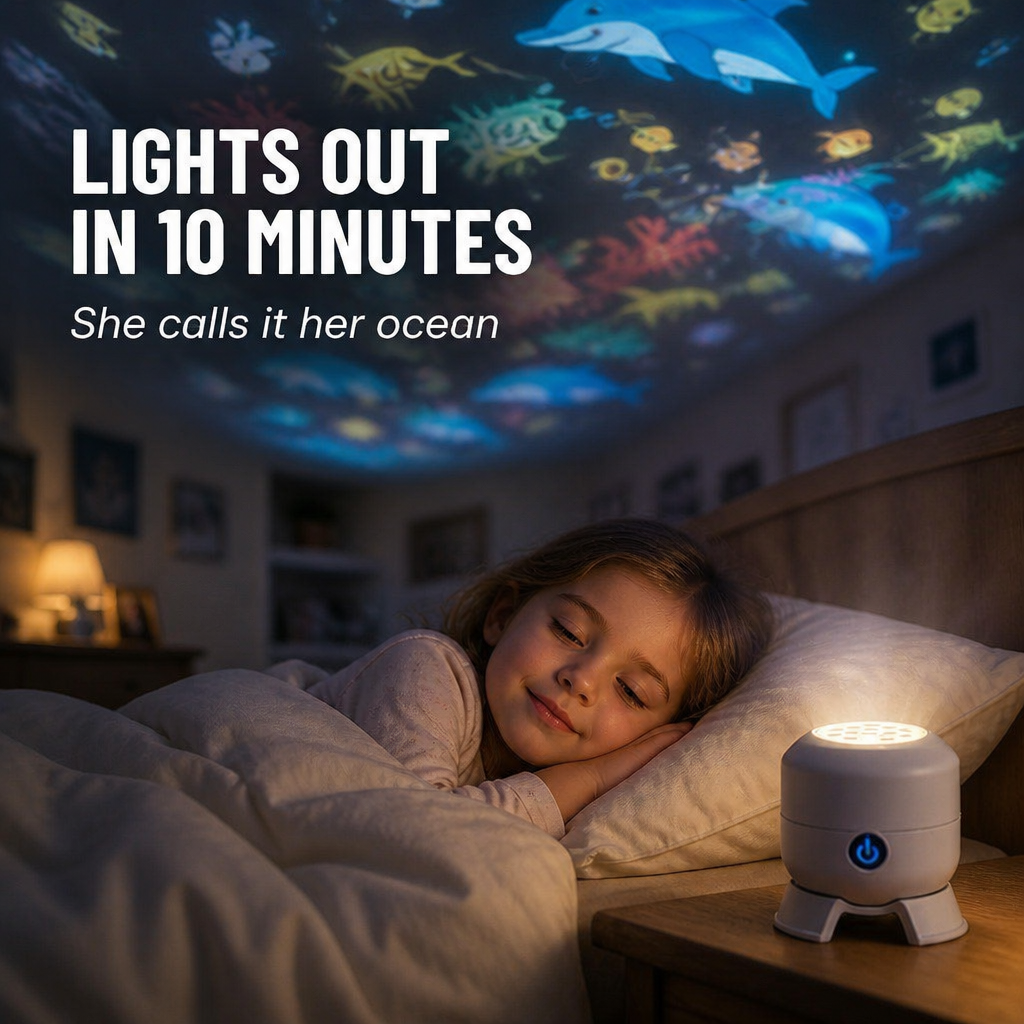 AquaSerene™ — Lull Restless Kids To Sleep With Slow-Rotating Ocean Light