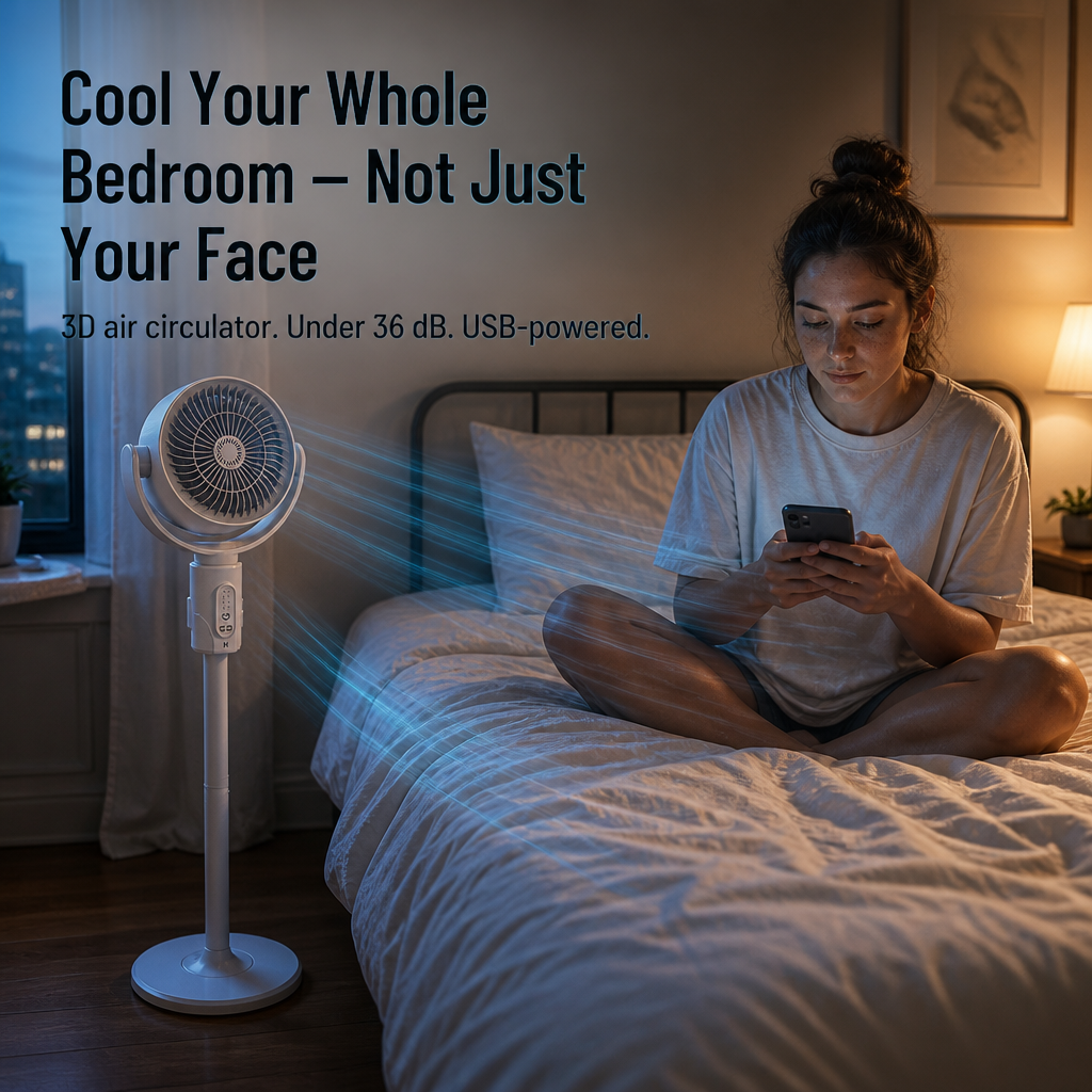 BreezeCraft™ — Cool Your Whole Bedroom Quietly From a Single USB Port