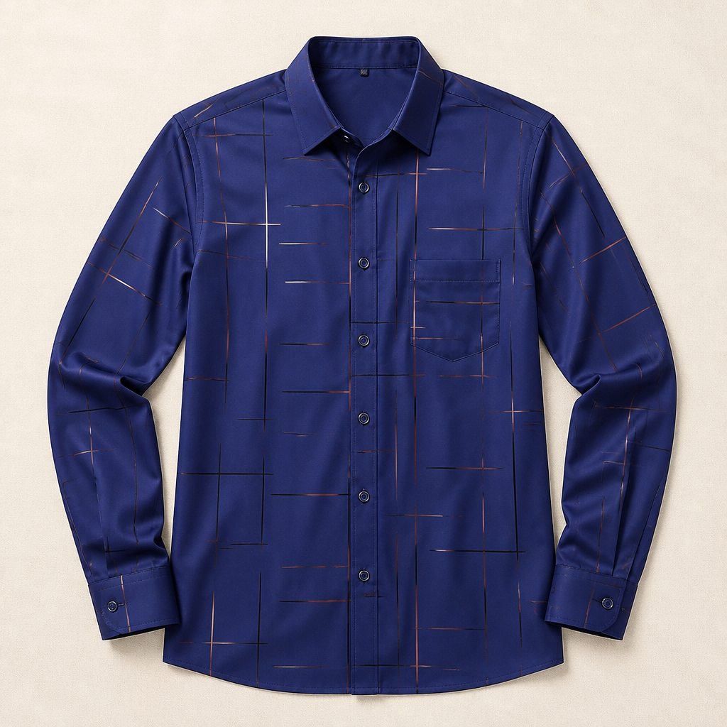 Ultra-LightPower™ – Wrinkle-Free Line-Print Dress Shirt with Breathable Stretch
