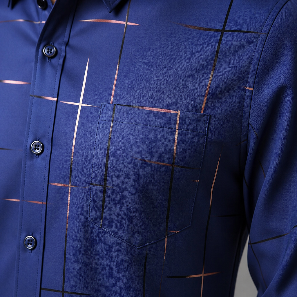 Ultra-LightPower™ – Wrinkle-Free Line-Print Dress Shirt with Breathable Stretch