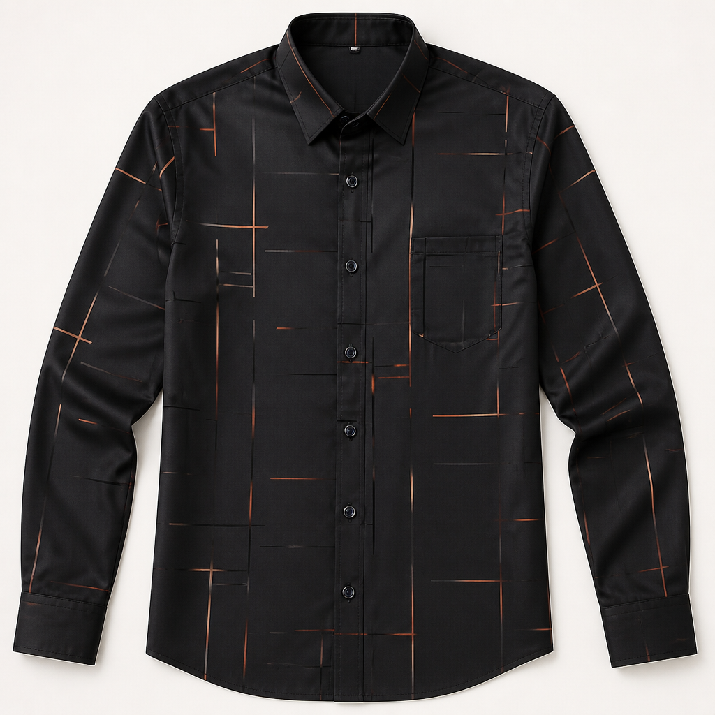 Ultra-LightPower™ – Wrinkle-Free Line-Print Dress Shirt with Breathable Stretch