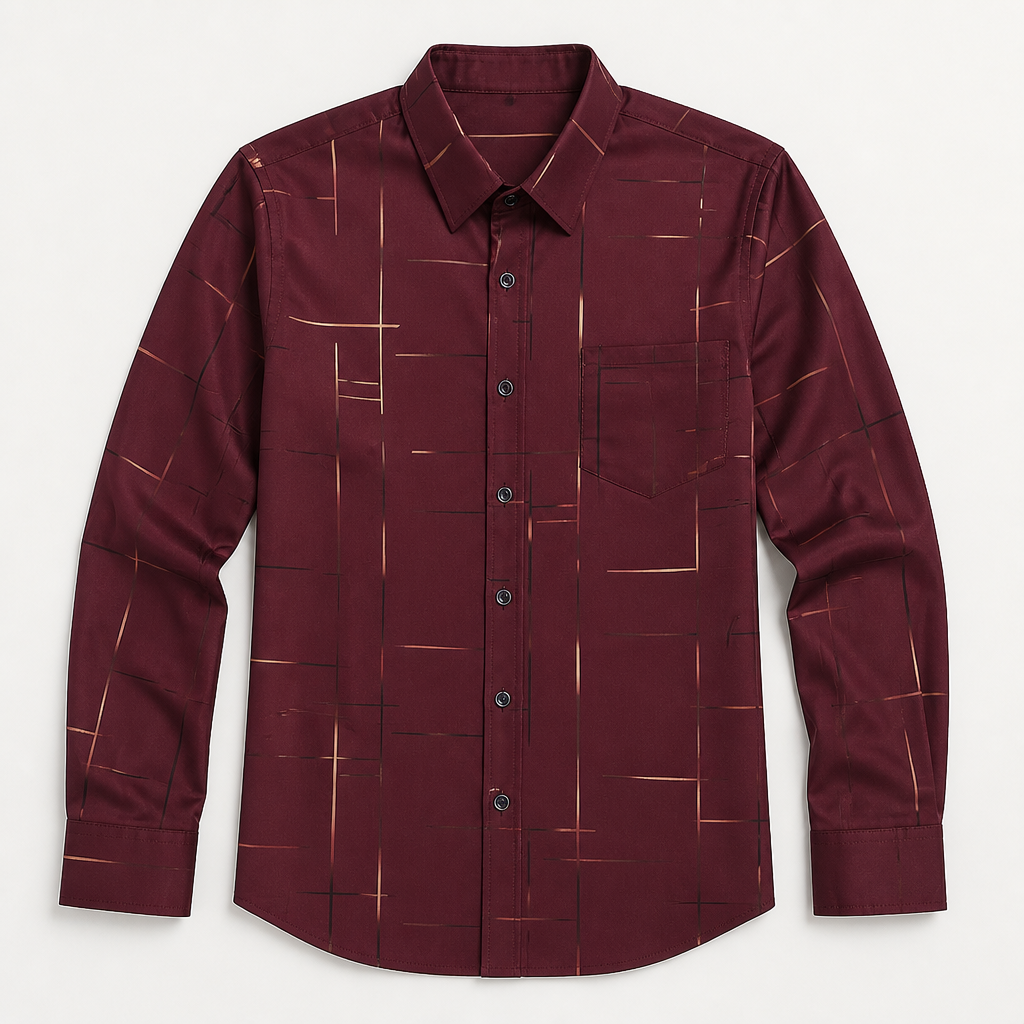 Ultra-LightPower™ – Wrinkle-Free Line-Print Dress Shirt with Breathable Stretch