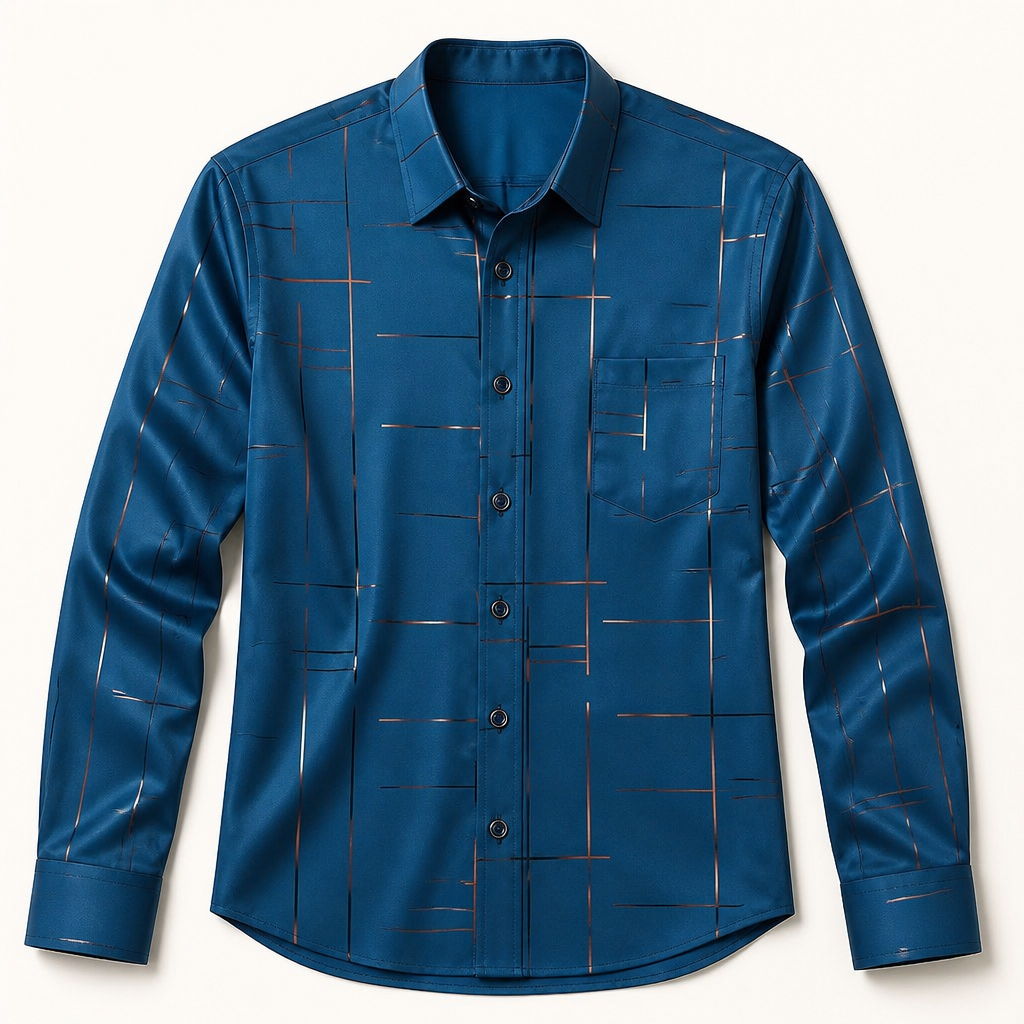 Ultra-LightPower™ – Wrinkle-Free Line-Print Dress Shirt with Breathable Stretch