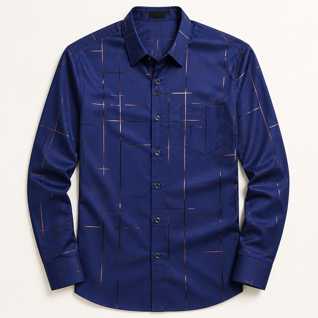 Ultra-LightPower™ – Wrinkle-Free Line-Print Dress Shirt with Breathable Stretch