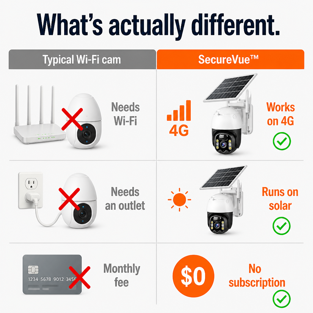 SecureVue™ — Guard Your Property Without Wires, Wi-Fi or Power Outlets