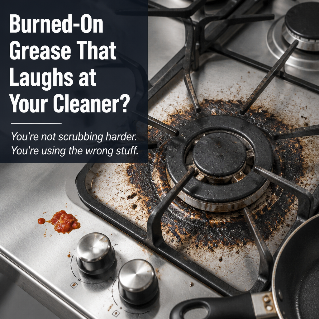 PureSheen™ — Lift Burned-On Grease and Tub Stains in Two Minutes Flat