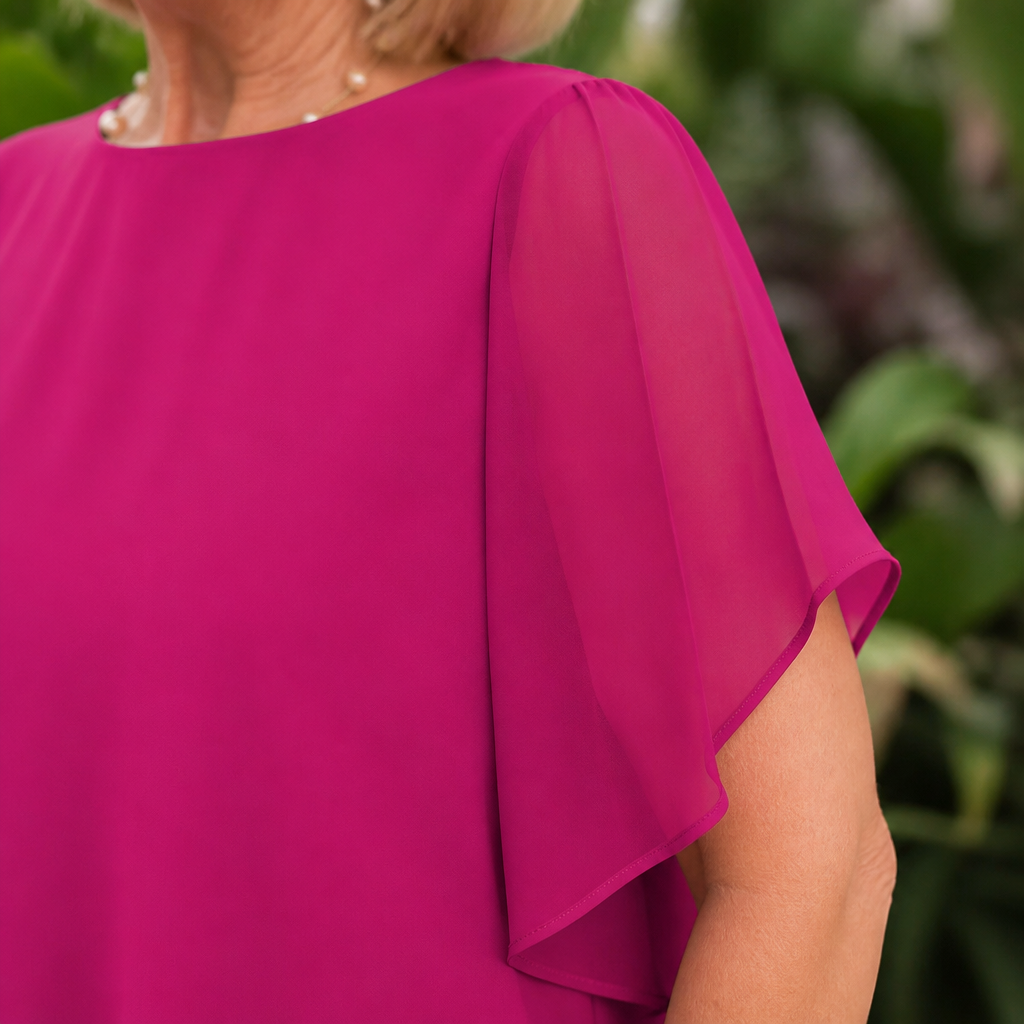 VeloraFit™ – Elegant Asymmetric Chiffon Two-Piece Pant Set