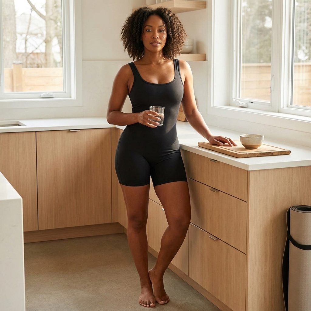 SculptAura™ – Seamless Square-Neck Shaping Bodysuit with Mid-Thigh Coverage
