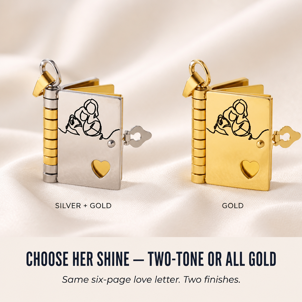 AmoriteBond™ — Open a Six-Page Book Pendant Engraved for Your Grandchild