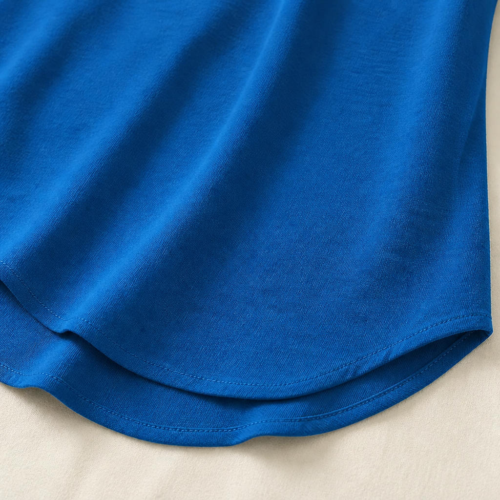 Silkora™ – Relaxed V-Neck Blouse with Curved Hem