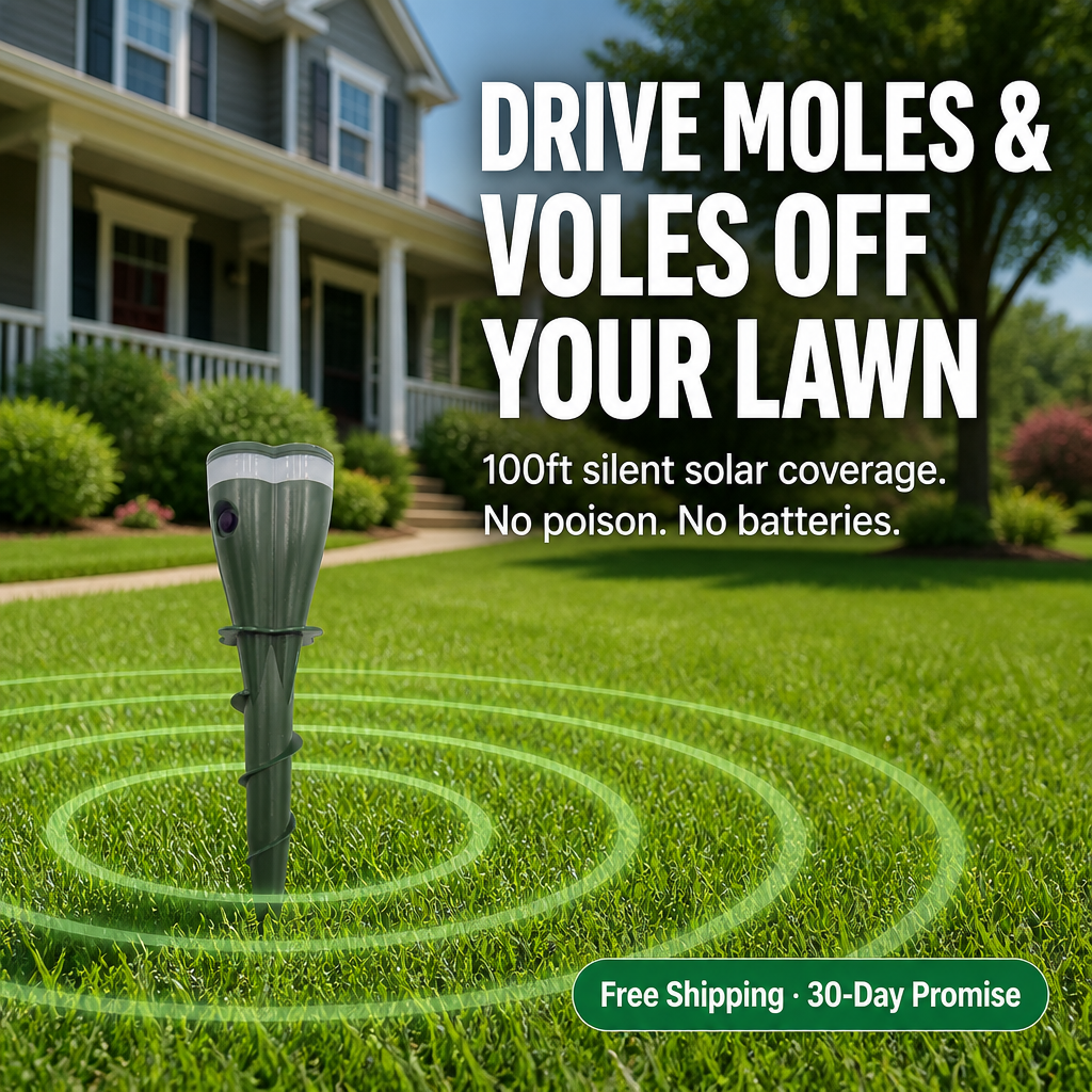 PestGuard™ — Drive Moles, Voles & Groundhogs Out With 100ft Silent Solar Pulses