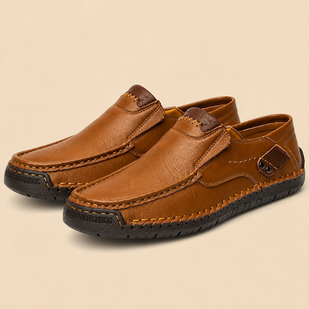 Bravaro™ – Hand-Stitched Slip-On Leather Loafers with Cushioned Sole