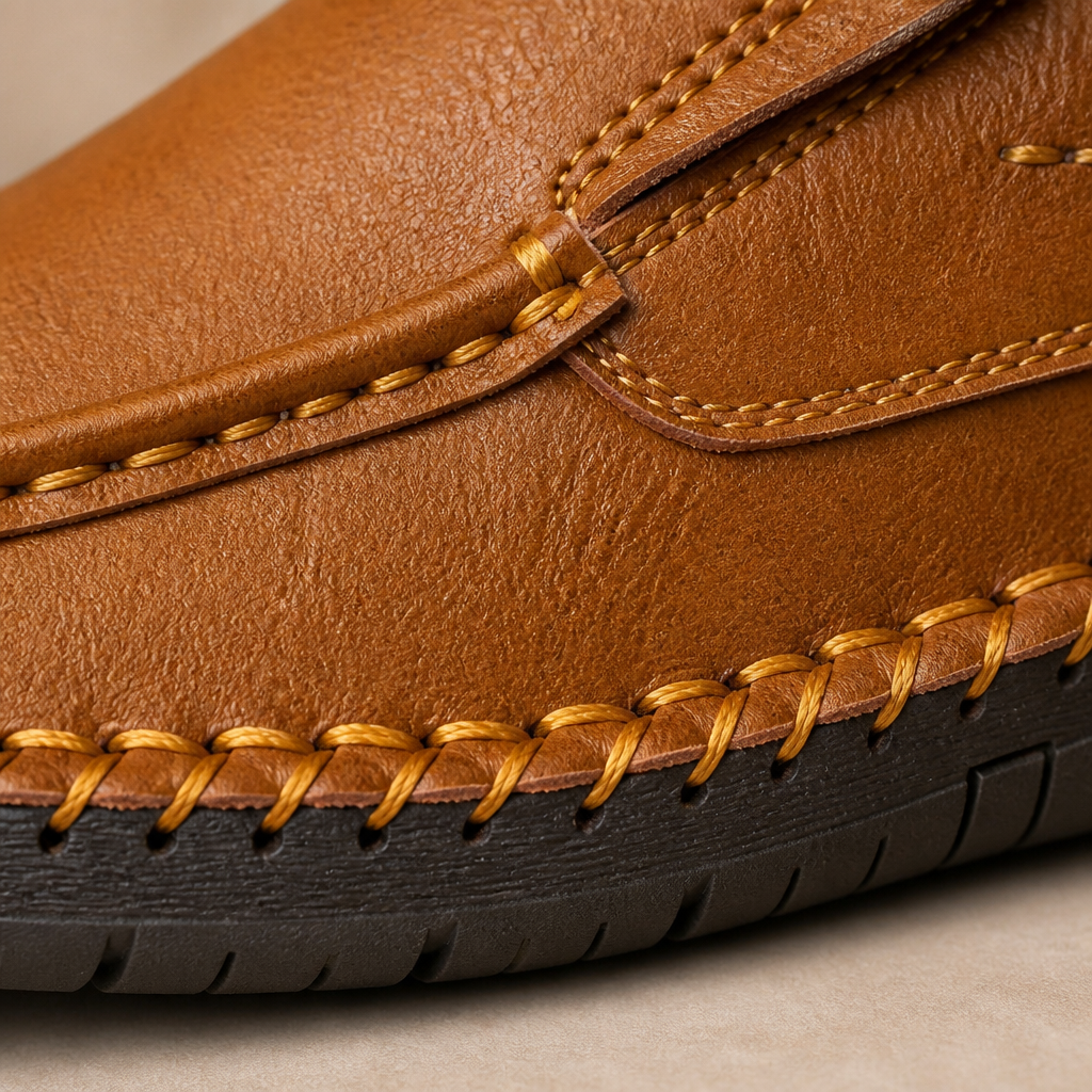 Bravaro™ – Hand-Stitched Slip-On Leather Loafers with Cushioned Sole