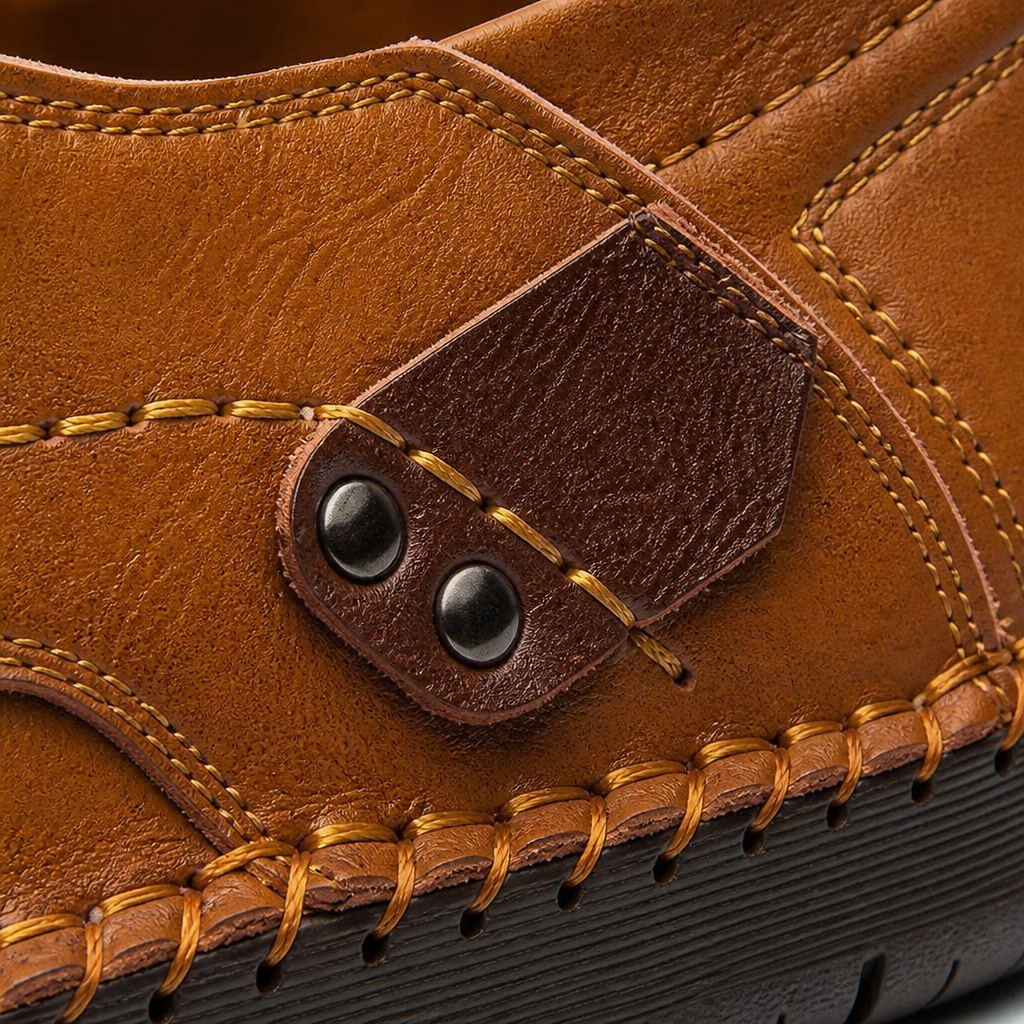 Bravaro™ – Hand-Stitched Slip-On Leather Loafers with Cushioned Sole