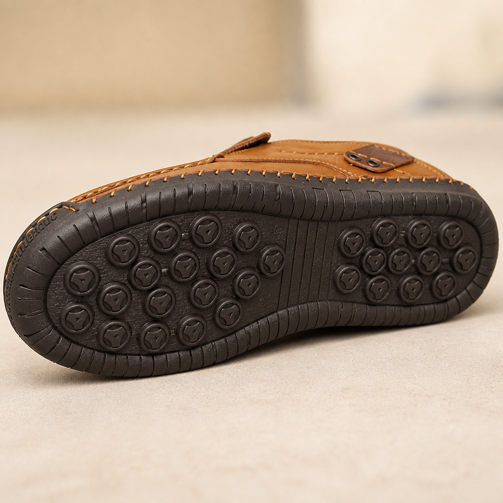 Bravaro™ – Hand-Stitched Slip-On Leather Loafers with Cushioned Sole