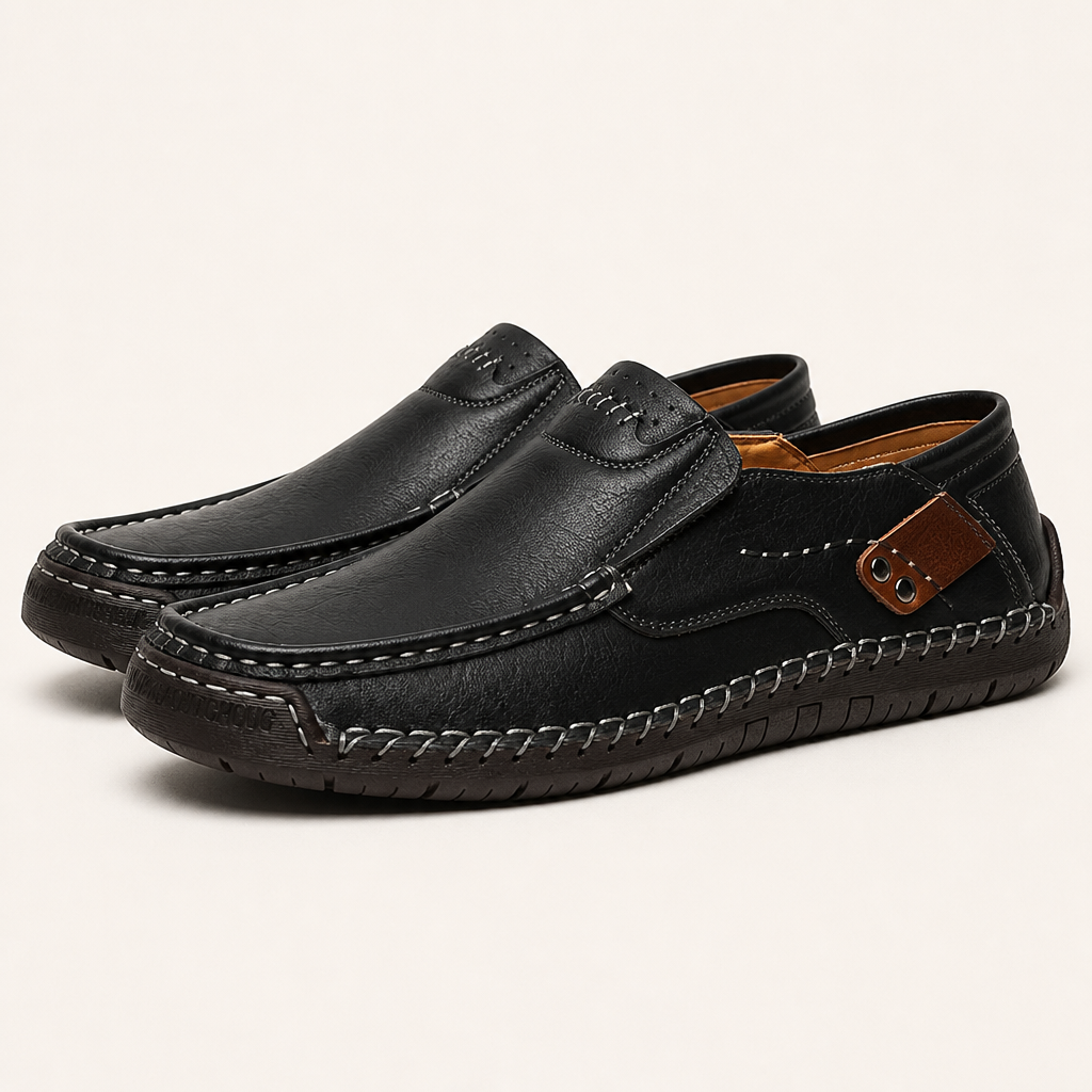 Bravaro™ – Hand-Stitched Slip-On Leather Loafers with Cushioned Sole